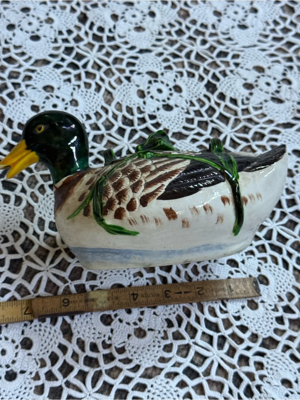 Vintage 1987 Ceramic Mallard Duck Teapot Hand Painted